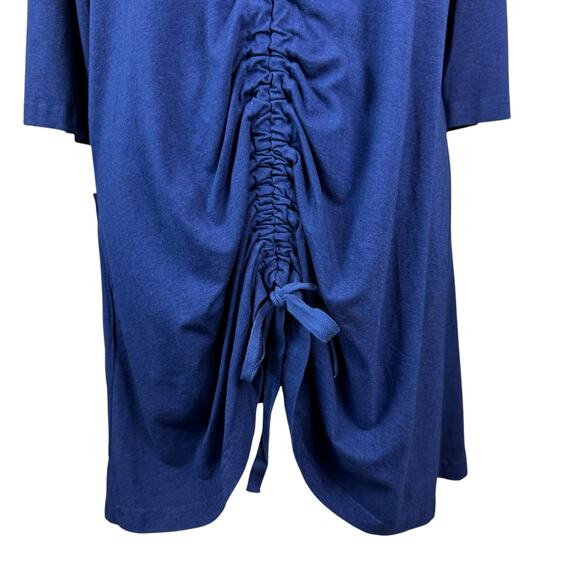 Bryn Walker Josie Tunic Navy Blue Cinched Front V-neck Bamboo Knit Tunic Top - Picture 7 of 16